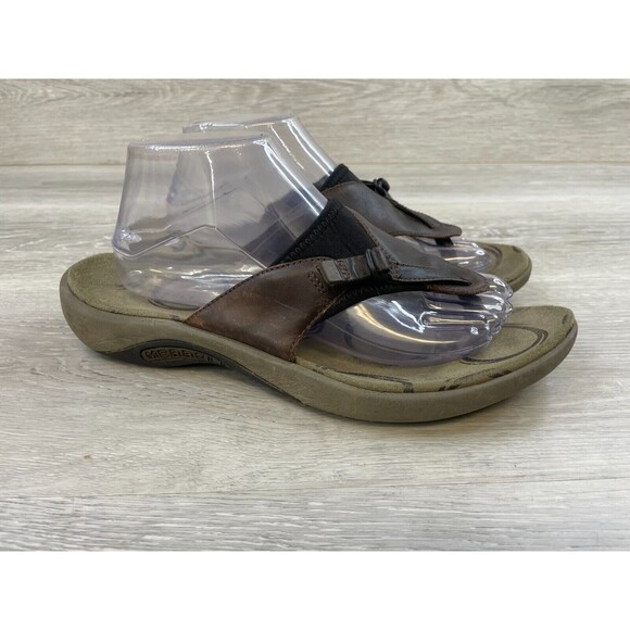 Merrell Gardena 33188 Women's US 10 Brown Leather Slip-On Flip Flop Thong Sandal - Picture 1 of 9